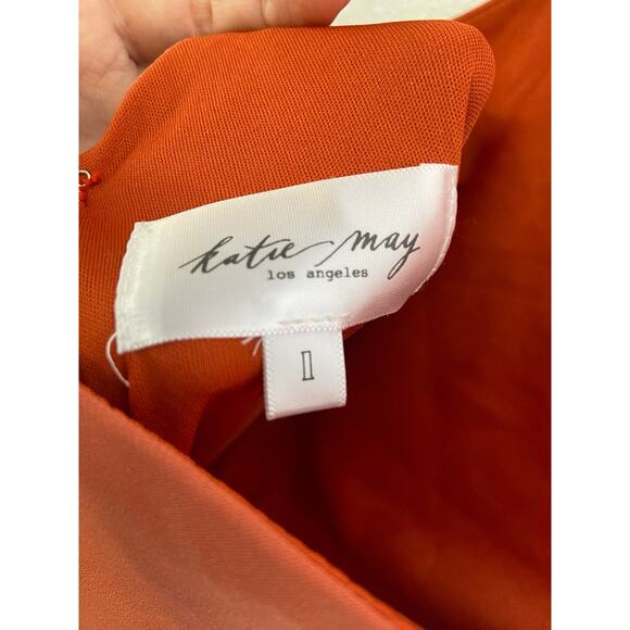 Katie May Lenny Midi Dress Backless Draped Neck Jersey Sleeveless Rust Stretch L - Picture 14 of 14